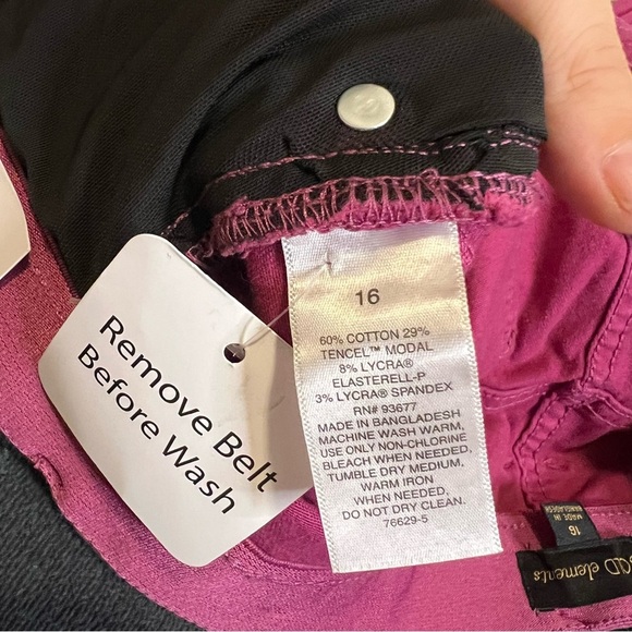 Bold Elements Womens Curvy Capri Jeans Sz 16 Pink Stretch Tummy Control New - Picture 4 of 5